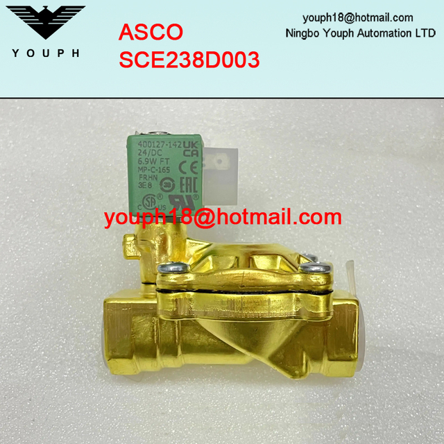 ASCO SCE238D003 DN15 Tamaño del orificio de 15 mm normalmente cerrado 2/2 válvula solenoide de latón