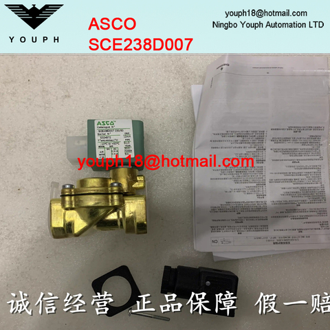 ASCO SCE238D007 G1/2 Tamaño del orificio de 12 mm Válvula solenoide normalmente cerrada