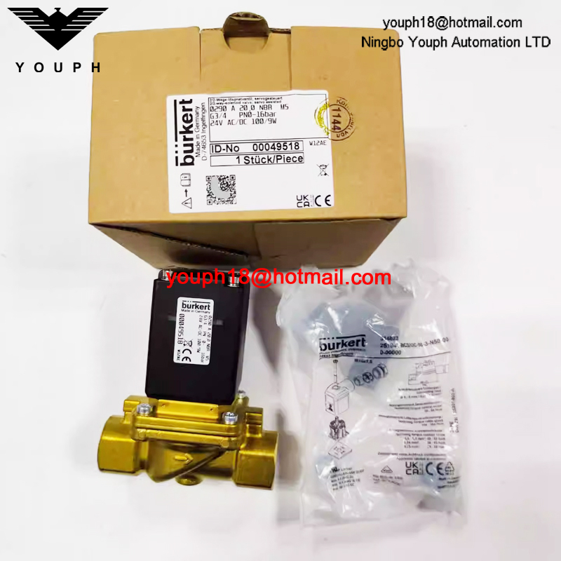 Burkert 00049518 0290A Serie G3/4' Válvula solenoide de latón de 2/2 vías servocontrolada