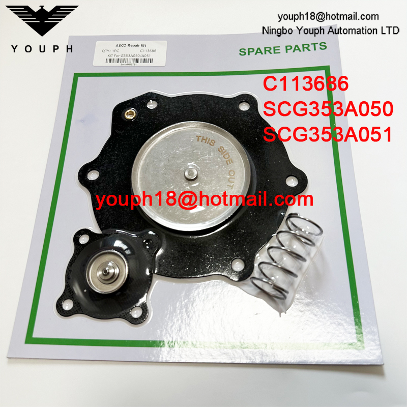 ASCO C113686 SCG353A051 2-1/2 'Válvula de pulso NBR Diafragma de reparación Kit