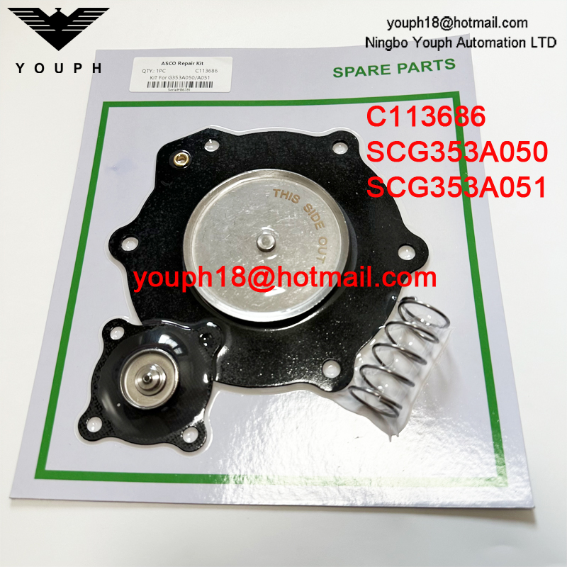 ASCO C113686 SCG353A051 2-1/2 'Válvula de pulso NBR Diafragma de reparación Kit