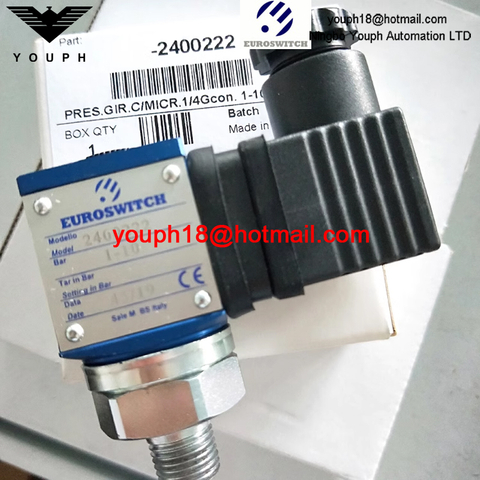 EuroSwitch 2400222 1/4 'Gas cónico fkm spdt contactos interruptor de presión del pistón
