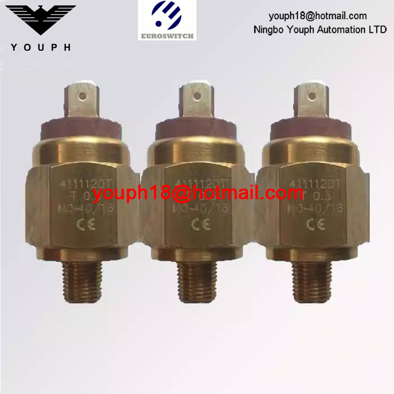 Italia EuroSwitch 411111120T 4111520 Conexión eléctrica Faston 6,3x0,8 / placa de sujeción Interruptor de presión de diafragma de latón
