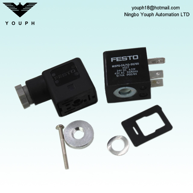 Festo MSFG-24/42-50/60 24V DC 4527 Bobina solenoide para válvulas solenoides clásicas de Tiger MFH-5-1/8 MFH-5-1/4