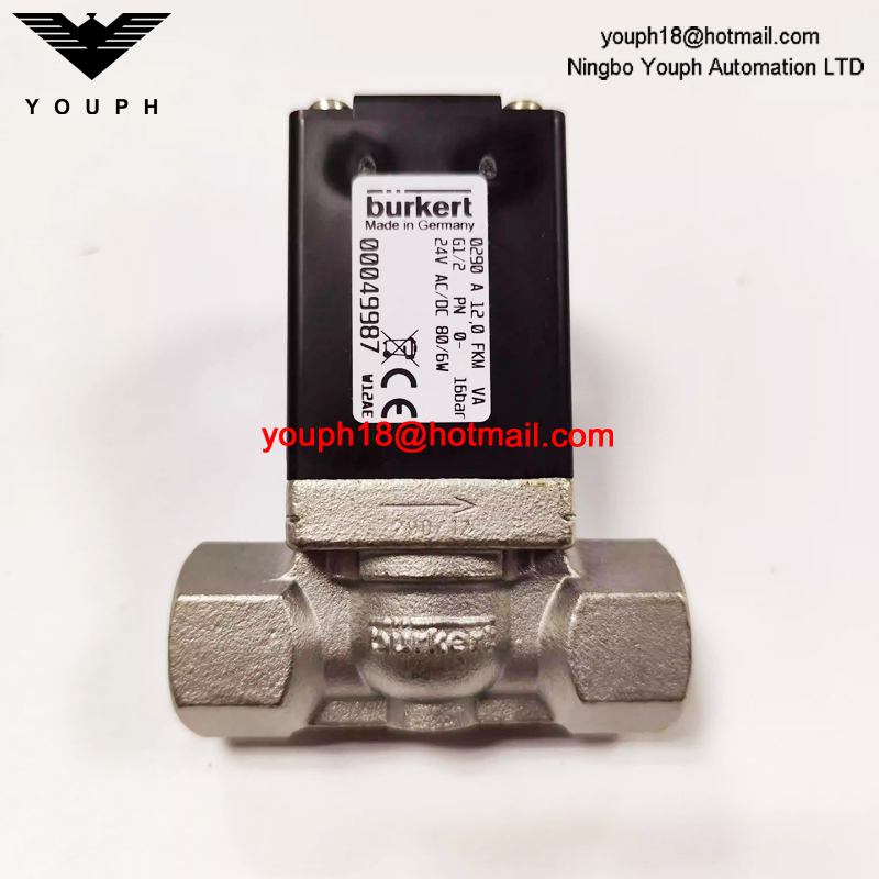 Burkert 00049987 0290 A Serie G1/2' FKM Válvula solenoide de acero inoxidable servocontrolada con diafragma