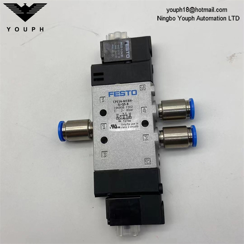 Festo CPE14-M1BH-5J-QS-8 196908 5/2 Solenoide doble de 24V Válvula solenoide eléctrica DC