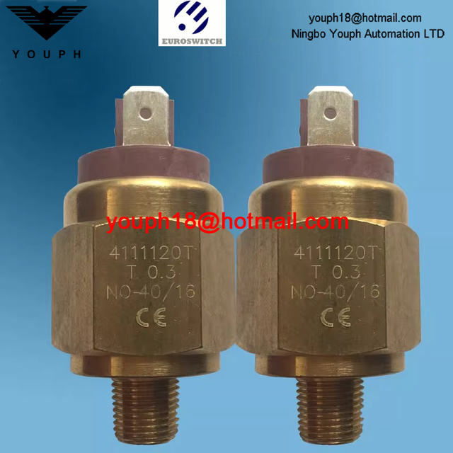 Italia EuroSwitch 411111120T 4111520 Conexión eléctrica Faston 6,3x0,8 / placa de sujeción Interruptor de presión de diafragma de latón