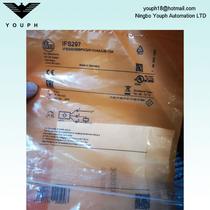IFM IFS297 IFB3004BBPKG/K1/V4A/US-104 Sensor inductivo