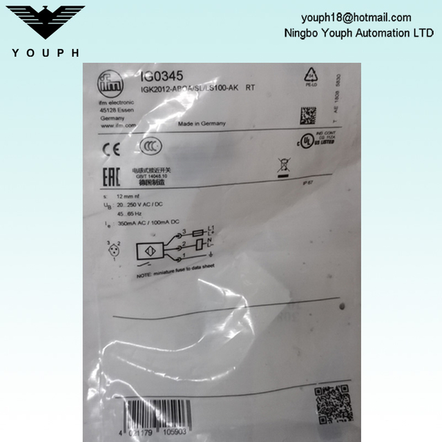 IFM IG0345 IGK2012-ABOA/SL/LS100-AK Sensor inductivo