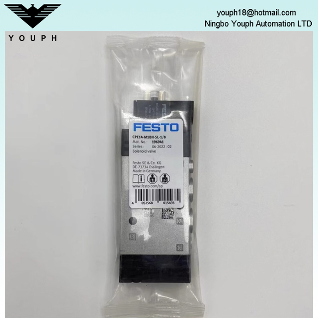 Festo CPE14-M1BH-5L-1/8 196941 5/2-vía, Monostable 24V DC G1/8 800 L/min Válvula solenoide eléctrica