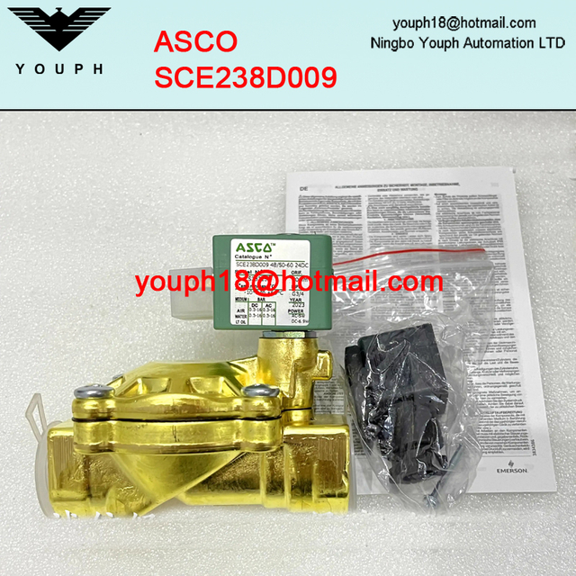 ASCO SCE238D009 MO G3/4 Orificio de 20 mm NC 2/2 válvula solenoide de latón