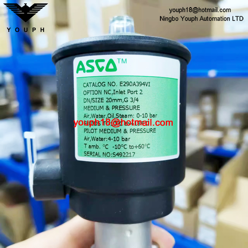 ASCO E290A394 E290A394VI VÁLVULA de asiento en ángulo de acero inoxidable con puerto G3/4 de 20 mm EMERSON