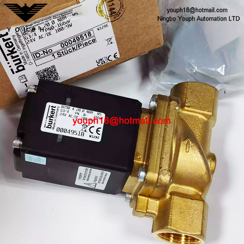 Burkert 00049518 0290A Serie G3/4' Válvula solenoide de latón de 2/2 vías servocontrolada