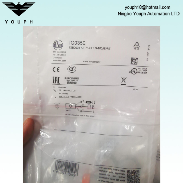 IFM IG0350 IGB2008-ABOA/SL/LS-100AK/RT Sensor inductivo