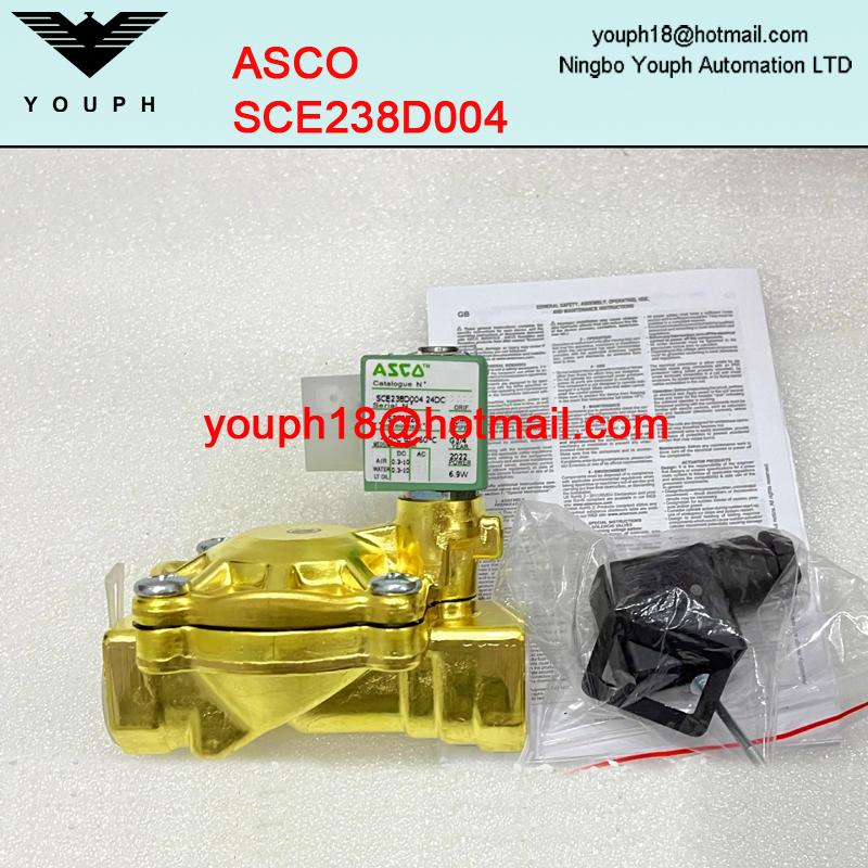ASCO SCE238D004 G3/4 Tamaño del orificio de 20 mm Válvula solenoide de latón normalmente cerrada