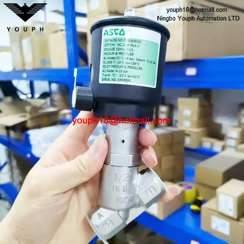 ASCO E290A393 E290A393VI Entrada EMERSON con puerto de 15 mm debajo de la VÁLVULA de asiento en ángulo SS del disco