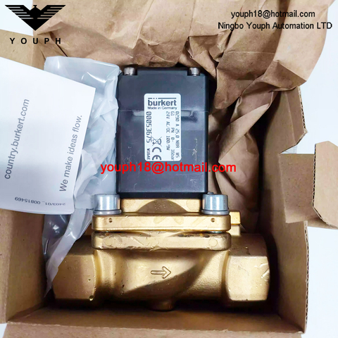 Burkert 00053675 Serie 0290 Válvula solenoide servocontrolada de latón de diafragma NBR de 2/2 vías DN25
