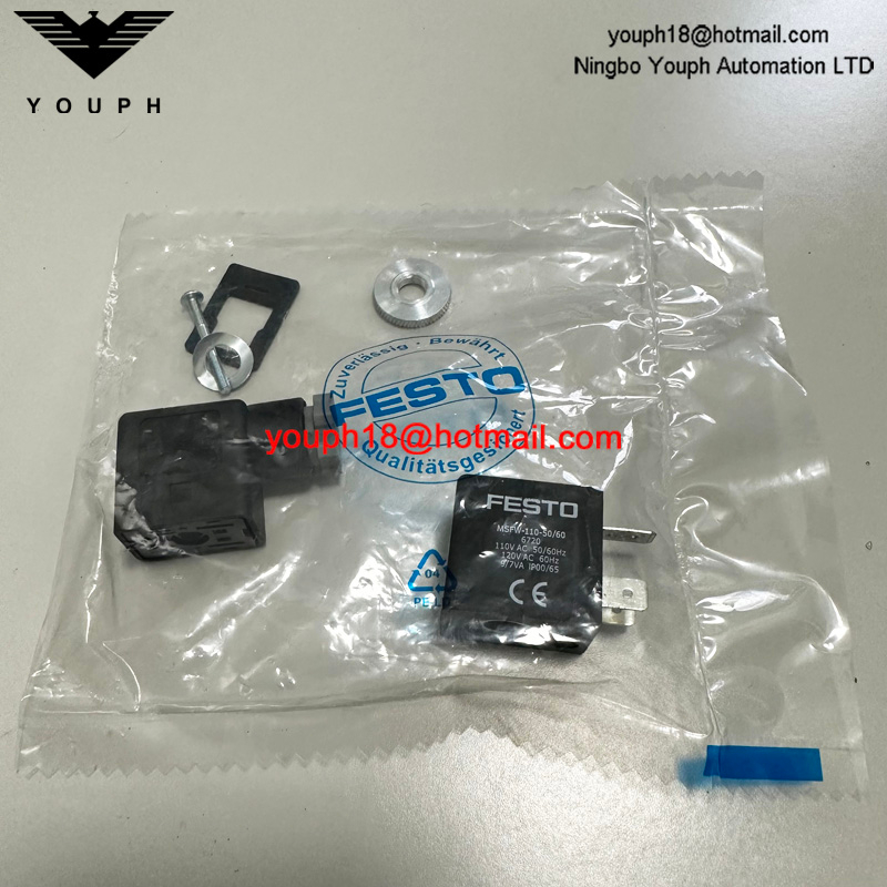 Festo MSFW-10-50/60 6720 110V AC Tiger Válvula MFH-3-1/8 MFH-5-1/4-B Bobina solenoide