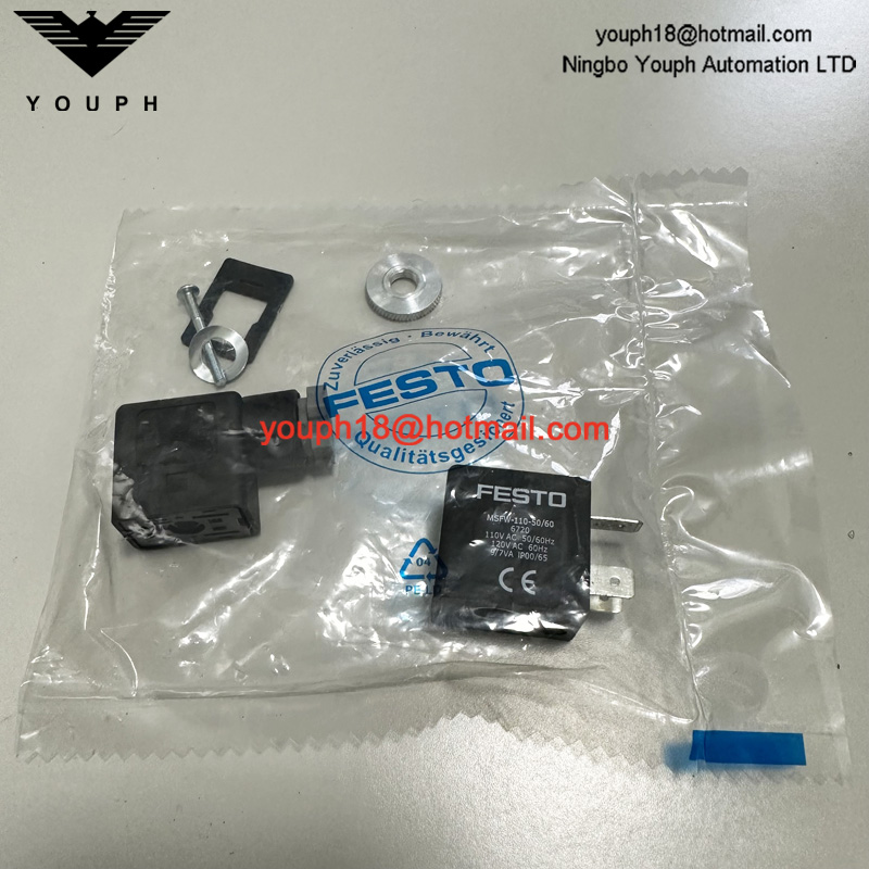 Festo MSFW-10-50/60 6720 110V AC Tiger Válvula MFH-3-1/8 MFH-5-1/4-B Bobina solenoide