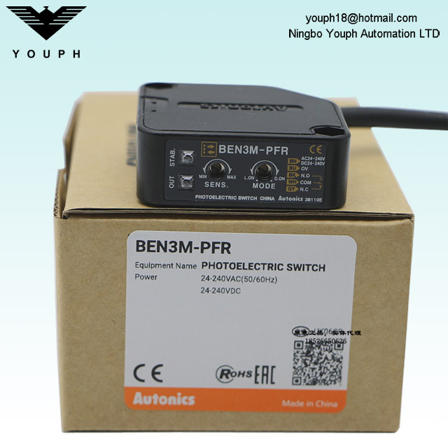 Autonics Ben3m-PFR Amplificador compacto Tipo incorporado con interruptor de proximidad de voltaje universal