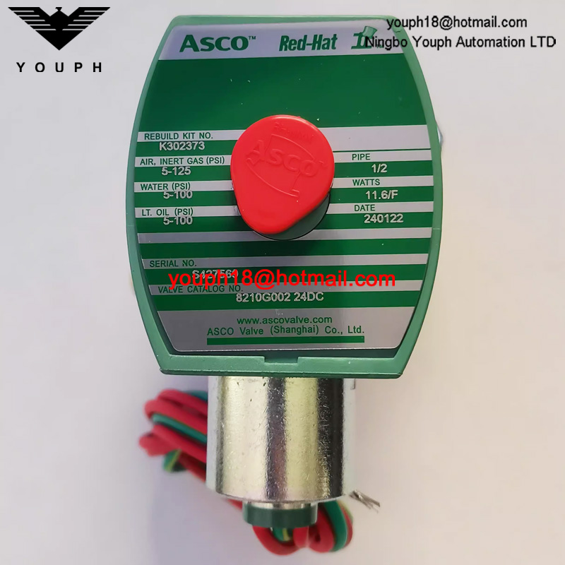 Asco reahat 8210g002 EF8210G002 24VDC 1/2 'Cuerpo de latón Válvula solenoide piloto