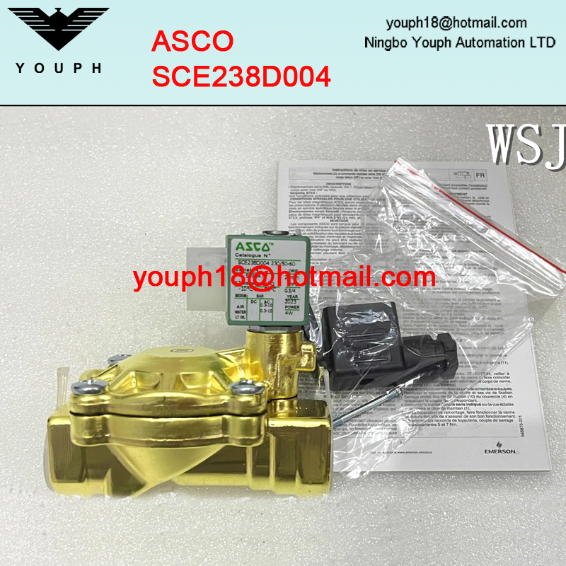 ASCO SCE238D004 G3/4 Tamaño del orificio de 20 mm Válvula solenoide de latón normalmente cerrada