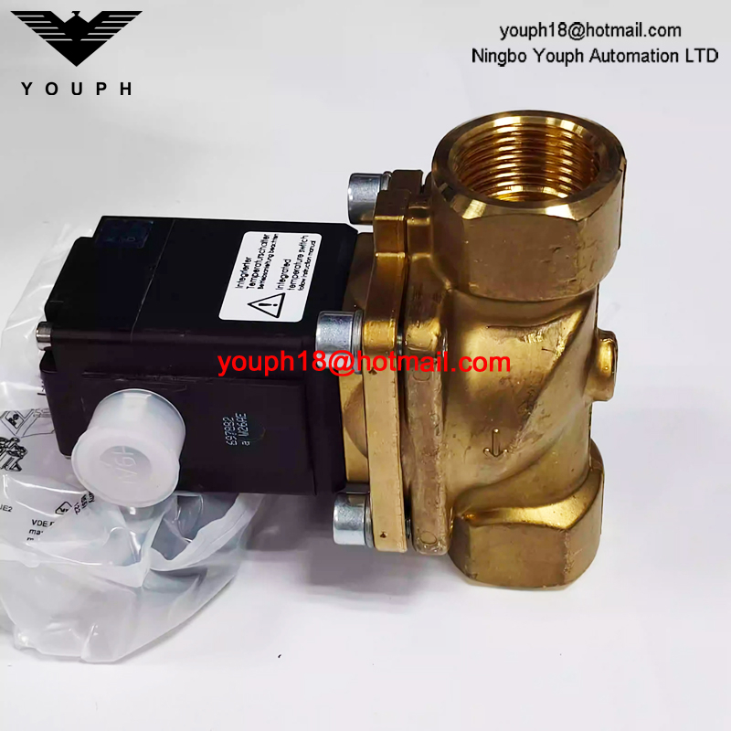 Burkert 00053675 Serie 0290 Válvula solenoide servocontrolada de latón de diafragma NBR de 2/2 vías DN25