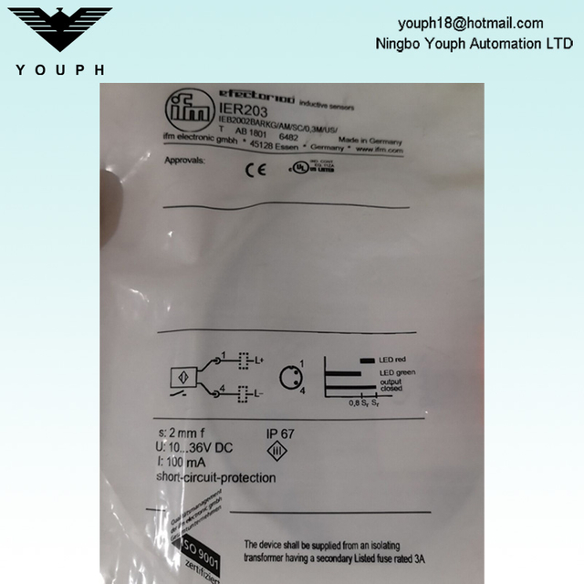 IFM IER203 IEB2002BARKG/AM/SC/0,3M/US/2LE Sensor inductivo de metal completo